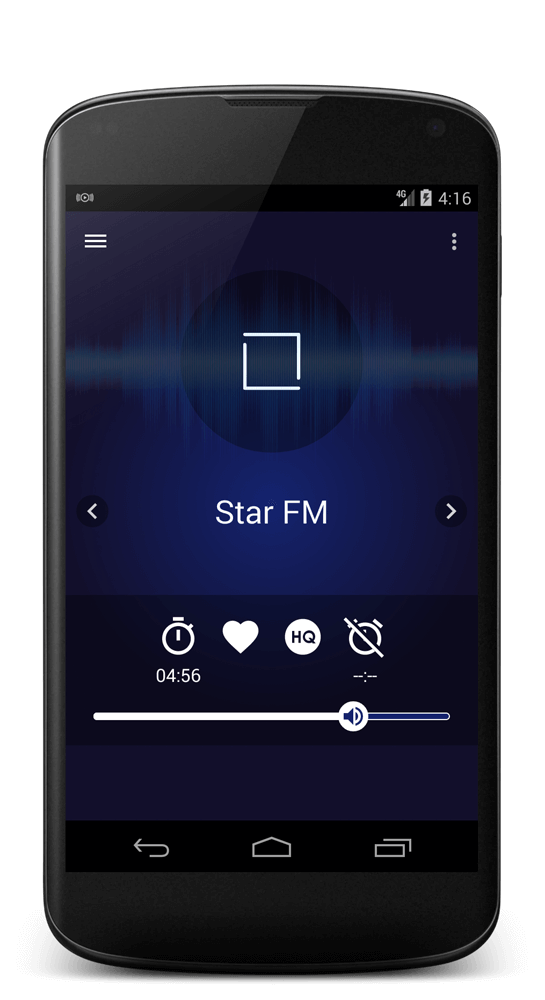 Android online radio player with sleep timer